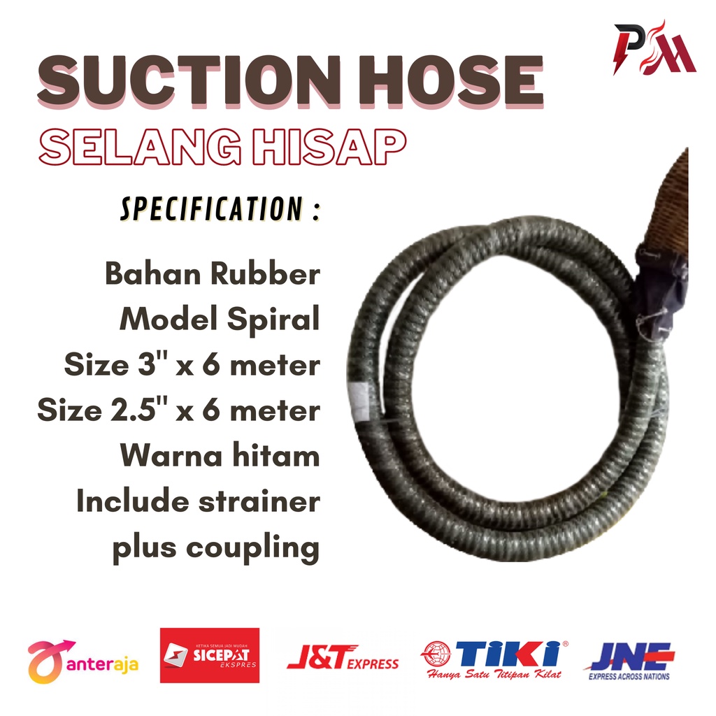 Jual Selang Hisap Suction Hose Meter Rubber Fire Pump Selang Sedot Pompa Air Pemadam Spiral