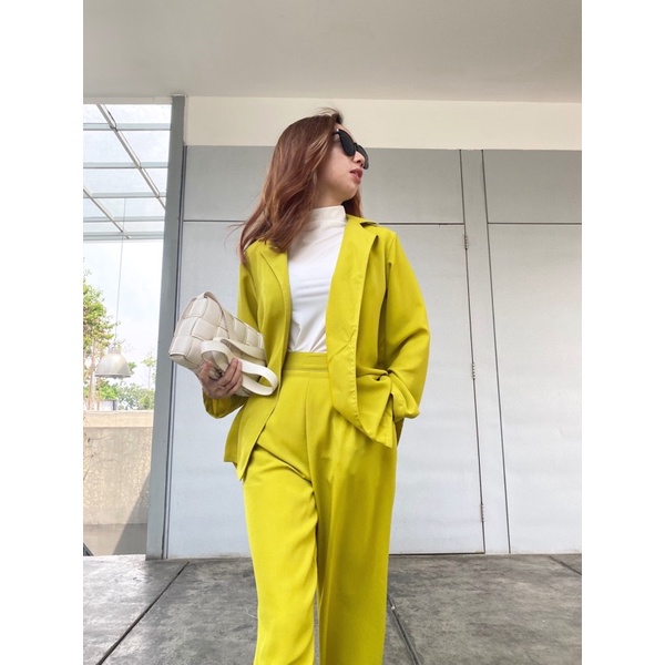 Set oversized blazer &amp; culotte in lime