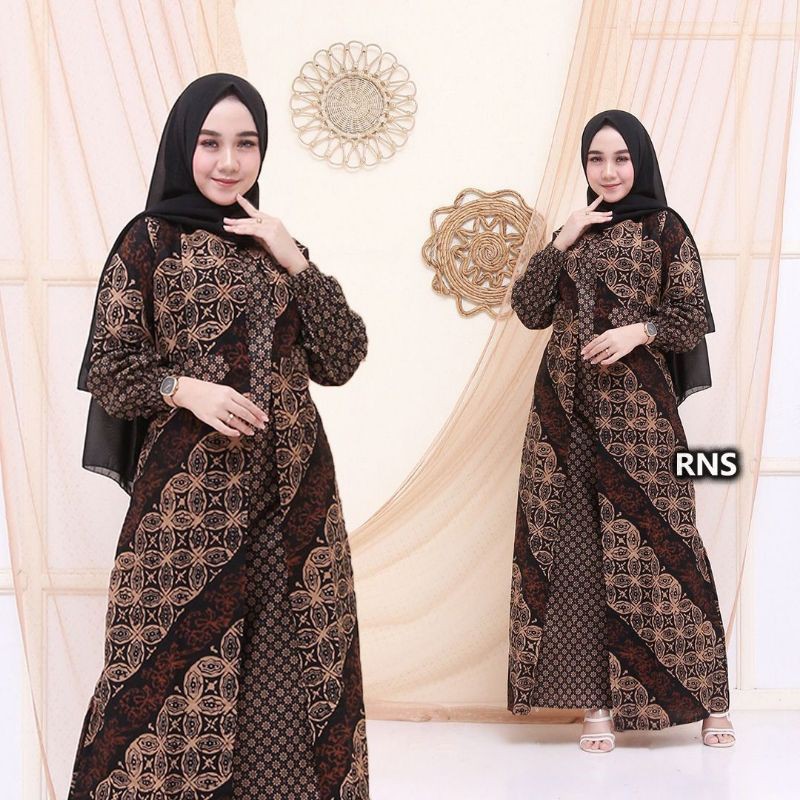 GAMIS BATIK MANGGAR, PADI,SEKAR,CANTIK,KUBIS,KIPAS,DAUN,KUPU,NADINE,GENDIS-C.Kawung Merah