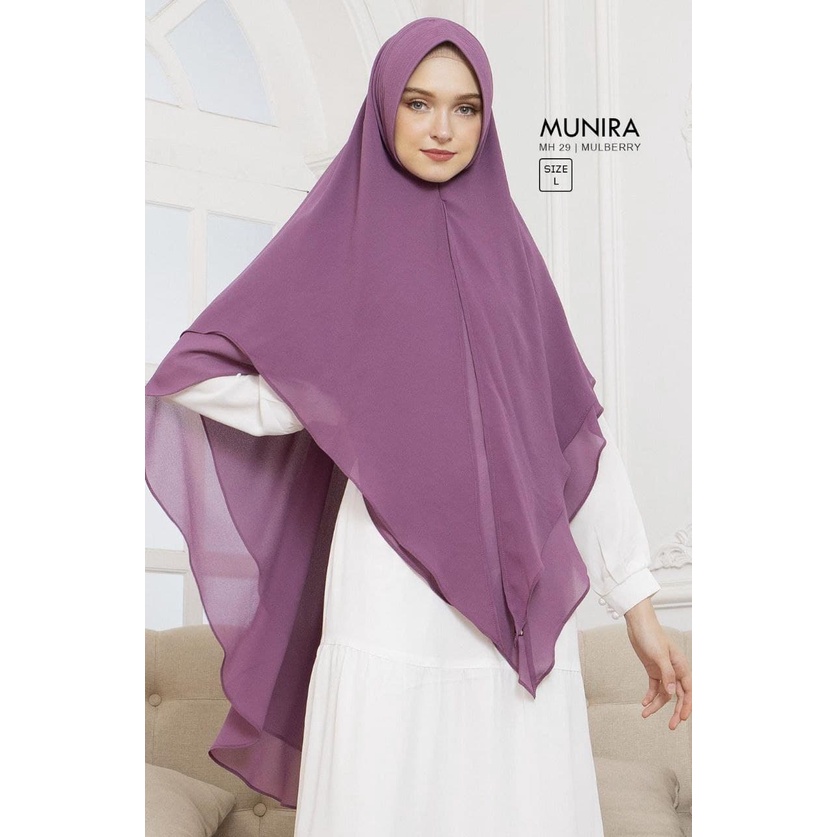 Hijab Syari Munira MH29 Model Khimar Cerutty Ceruty Doubel Layer Pet Antem Jumbo Anggun Jilbab Pesta
