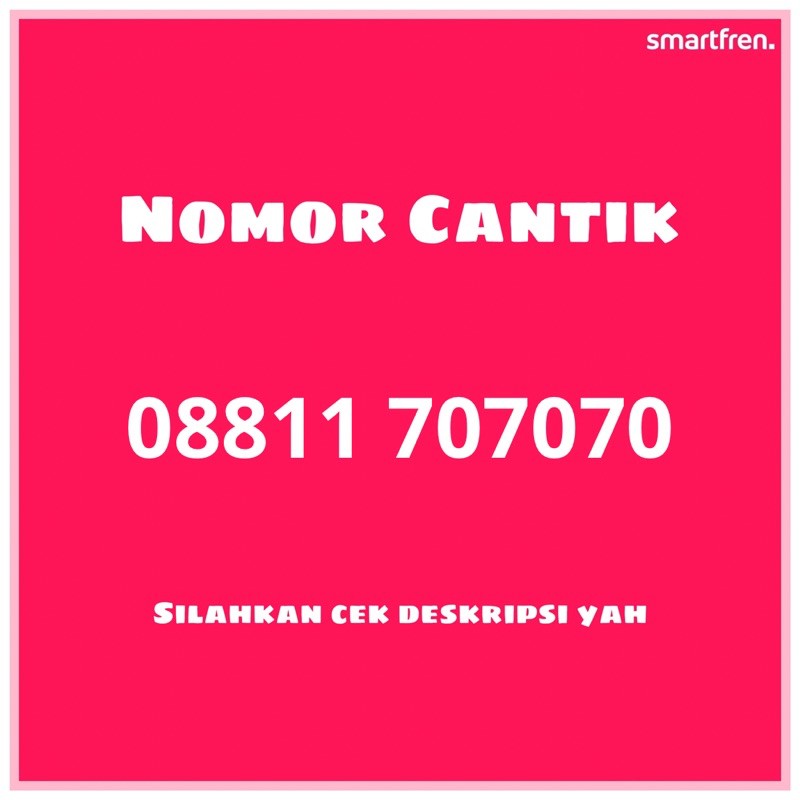 Esim Nomor Cantik Smartfren 707070 (sudah termasuk paket unlimited)