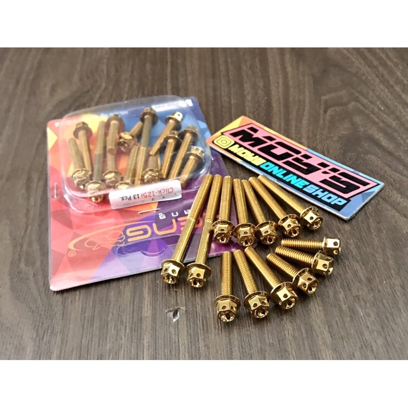 BAUT PROBOLT SET CVT VARIO 125-150 FLOWER GOLD/BLUE/GS1 SILVER/2 KUNCI 13 PCS ORIGINAL HENG THAILAND