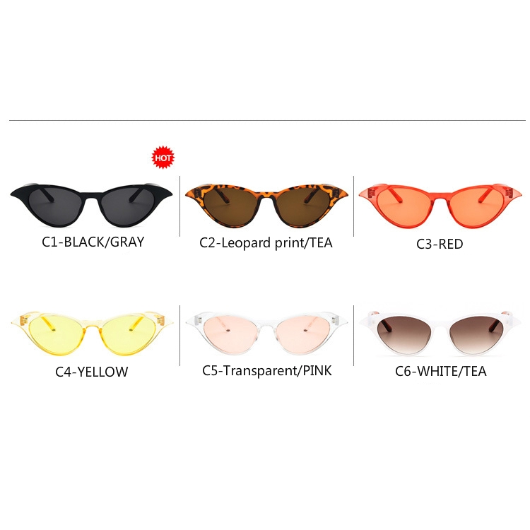 European and American retro cat eye trend jelly color ink sunglasses with metal hinges