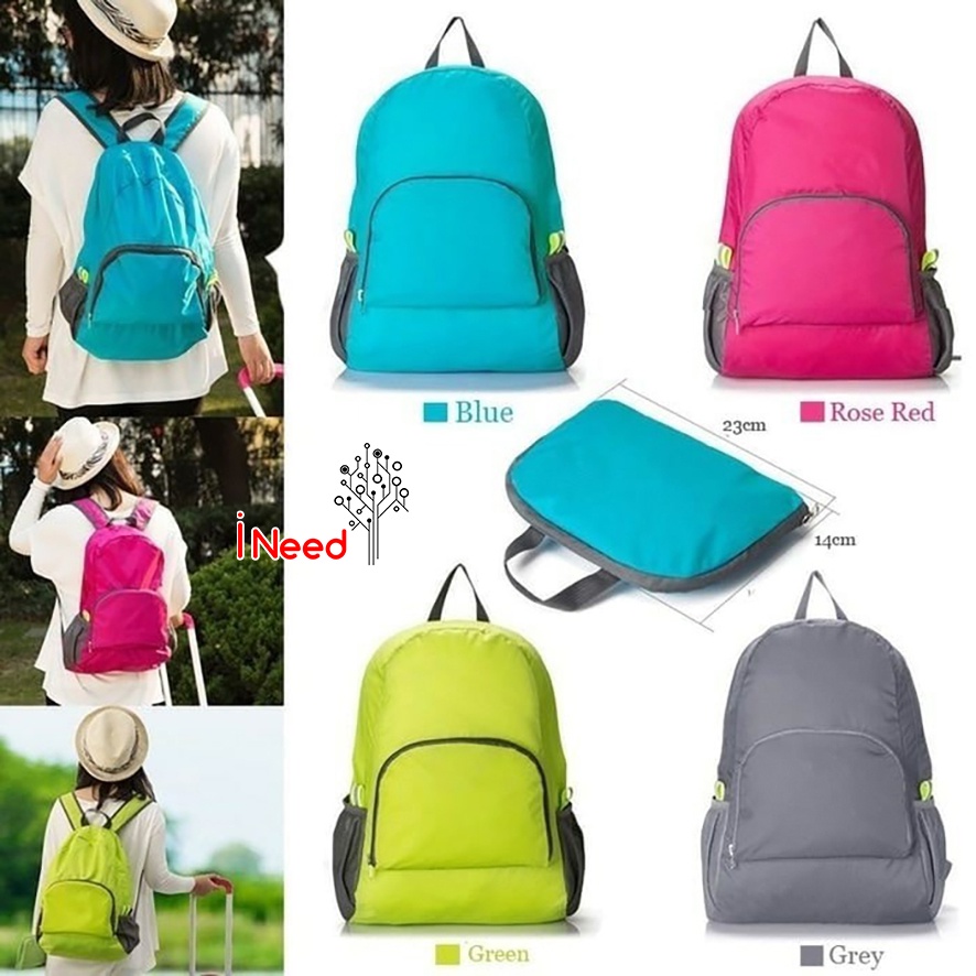 (INEED) FOLDABLE BACK PACK TRAVEL TAS PUNGGUNG LIPAT RANSEL TRAVELING