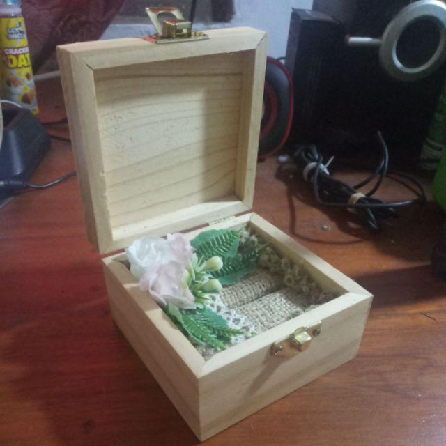 Kotak Cincin Full Kayu Plus Hiasan