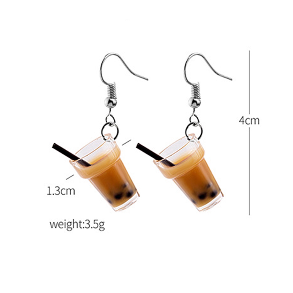 Anting Drop Bentuk Milk Tea Bahan Resin Untuk Wanita