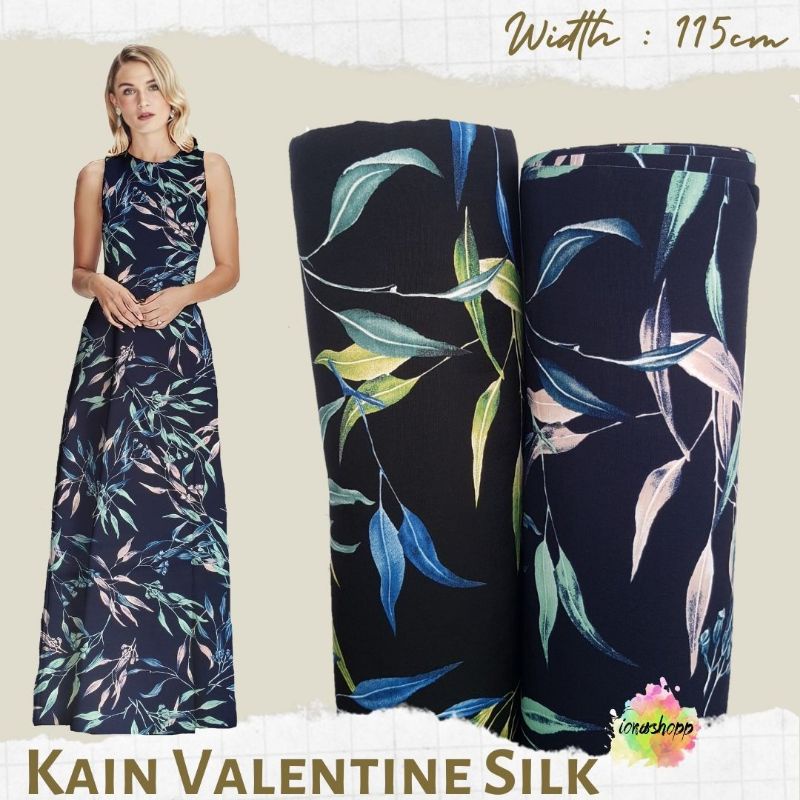 Kain Valentine Leaves Lebar 115cm Kain Meteran
