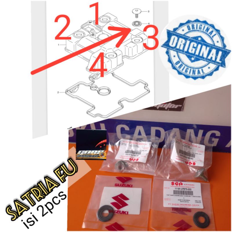 BAUT BLOK HEAD SILINDER SATRIA FU 150 KARBU ISI 2PCS ORIGINAL