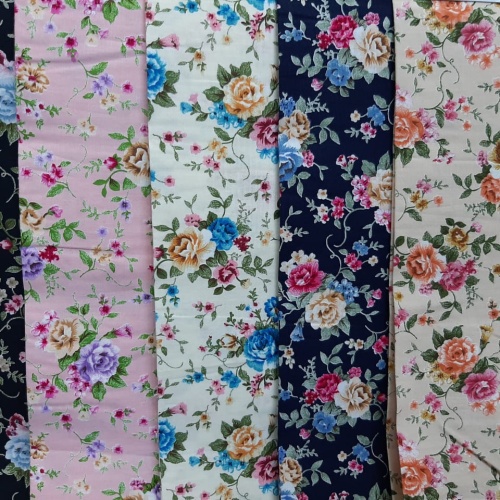 Kain katun jepang motif bunga mawar 1.50 meter
