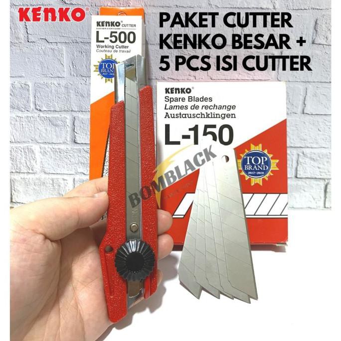 

PAKET CUTTER KENKO BESAR L 500 5 PCS ISI PISAU CUTTER L 150 KATER
