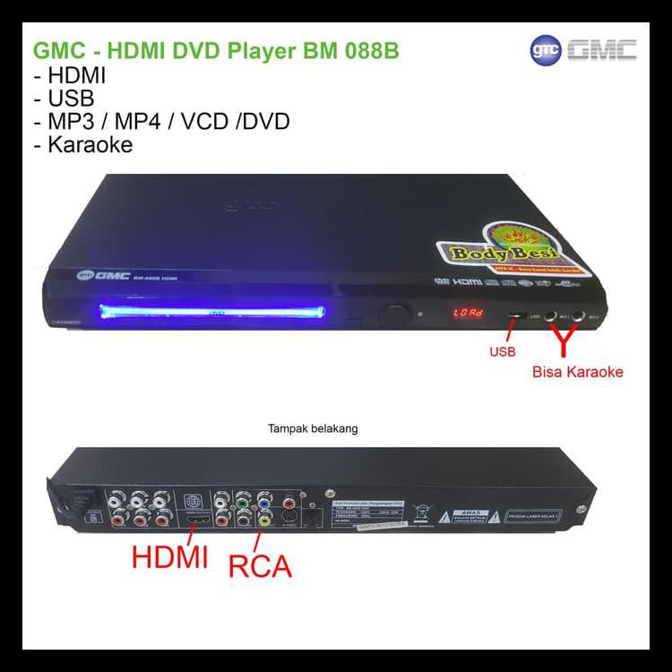 Best Seller Gmc - Dvd Player Hdmi Bm 088 B Promo 