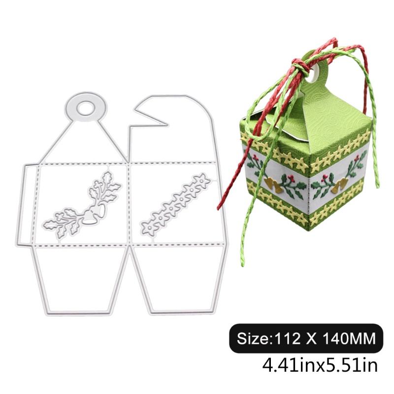 Cetakan Stensil Cutting Dies Motif Kotak Natal Bahan Metal Untuk Scrapbook / Craft DIY