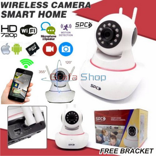 IP Cam WiFi CCTV SPC IP Camera HD720P Rotate 360  Gerak Putar Audio 2 way