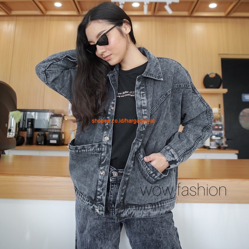 Lalita Oversize Vintage Jacket Batwing Lavanya Jaket Jeans Wanita