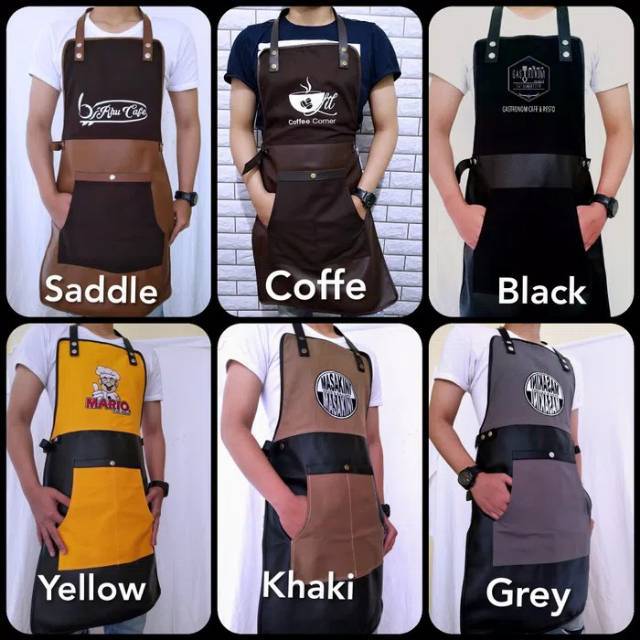 Apron barista celemek cafe apron barbershop celemek cukur rambut kanvas varian warna dan high quality sintetis for barbershop,waiter dll include bordir