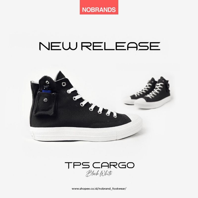 Nobrands TPS High Cargo Black White Mono Original Sepatu No Brand Polos Hi Cargo Green Olive