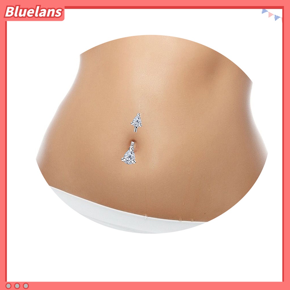 Bluelans 1Pc Women Cubic Zirconia Inlaid Stainless Steel Piercing Belly Button Navel Ring