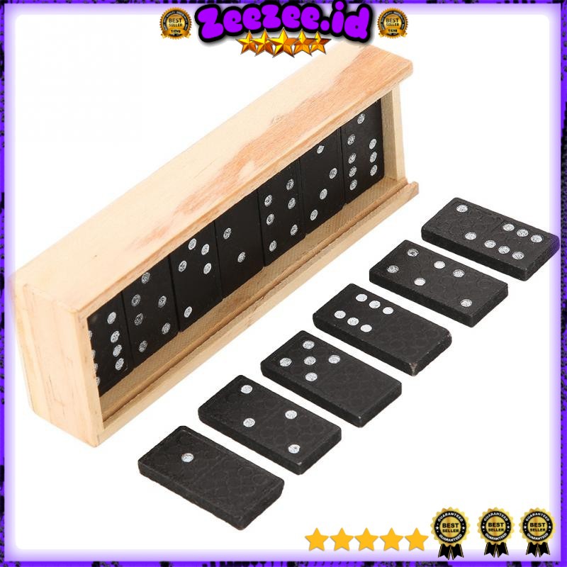 Mainan Domino Gaple Kayu Board Game 28 PCS - D28 - Black
