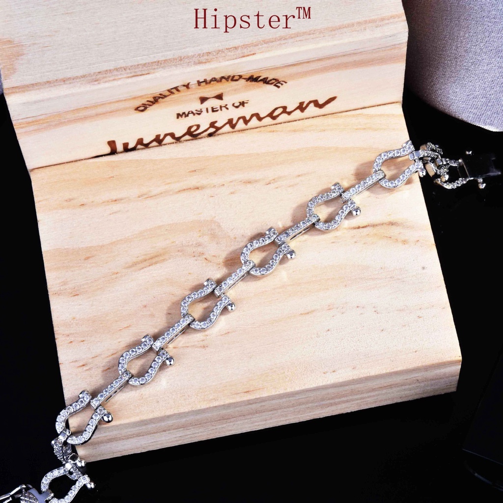 Hip Hop Style Micro-Inlaid Diamond Fashion Twin Buckle Bracelet