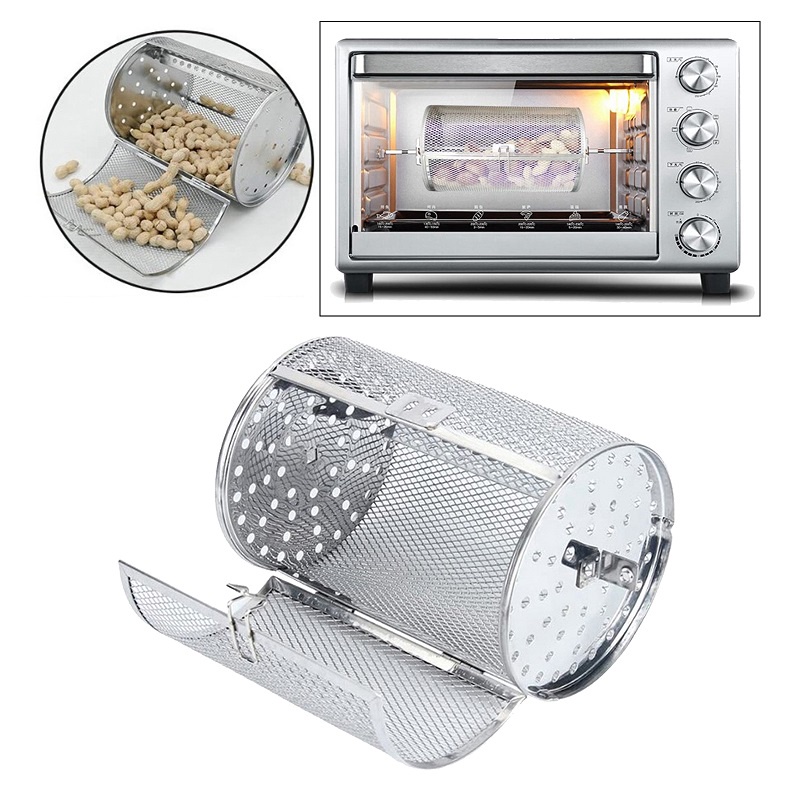 Roaster Oven Basket Grill Roaster Coffee Bean Stainless Steel Drum Panggangan BBQ Grill Kacag Kacang Bakeware Cocok Untuk Biji Kopi Tea Kacang BBQ Dapur Peralatan Masak Griller 23*14Cm/18*12cm