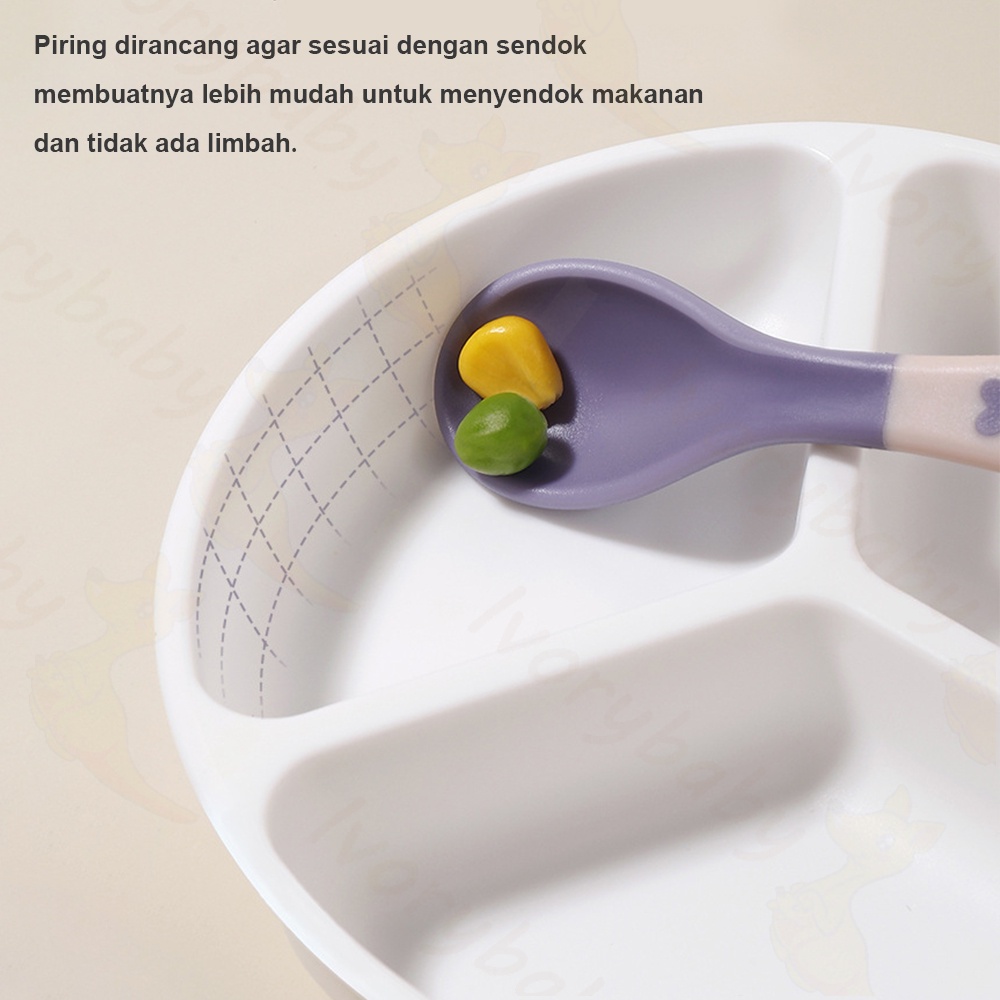 Ivorybaby Mangkok Double Layer Bowl silicone suction bowl bayi anti tumpah Tempat makan bayi anak set