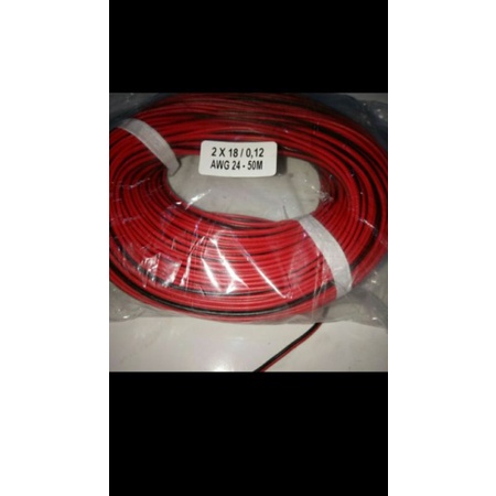 kabel awg24 2x18serabut diameter 1,2mm 1rol panjang 50meter