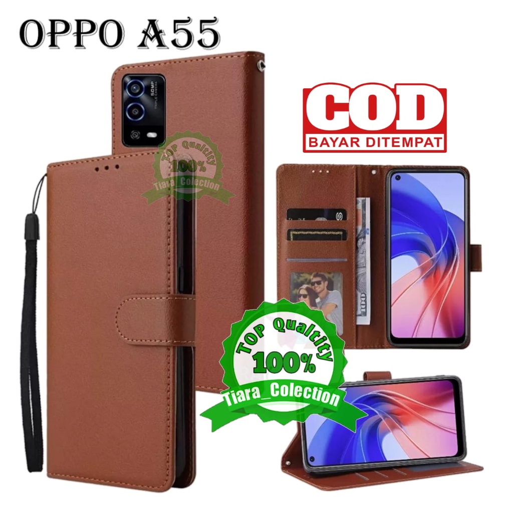 CASE FLIP OPPO A55 NEW CASING HP / COVER HP UNTUK OPPO A55 LETAHER FLIP CASE DOMPET
