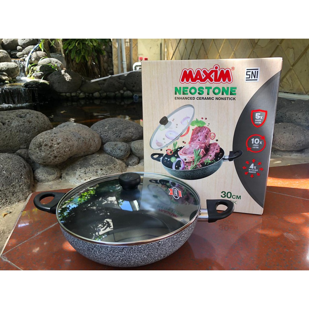 Wok Maxim Neostone uk 30 + glass cover