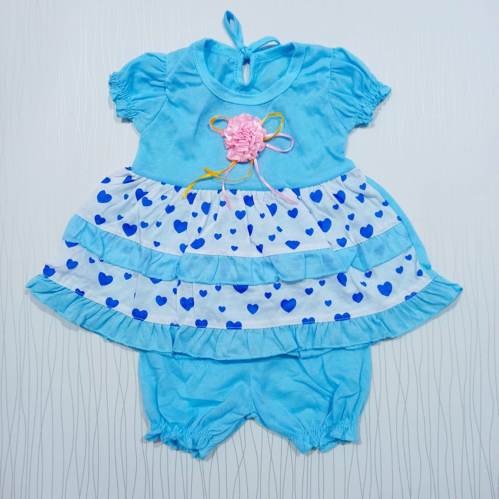 setelan pakaian dress anak perempuan usia 0-12 bulan motif bunga