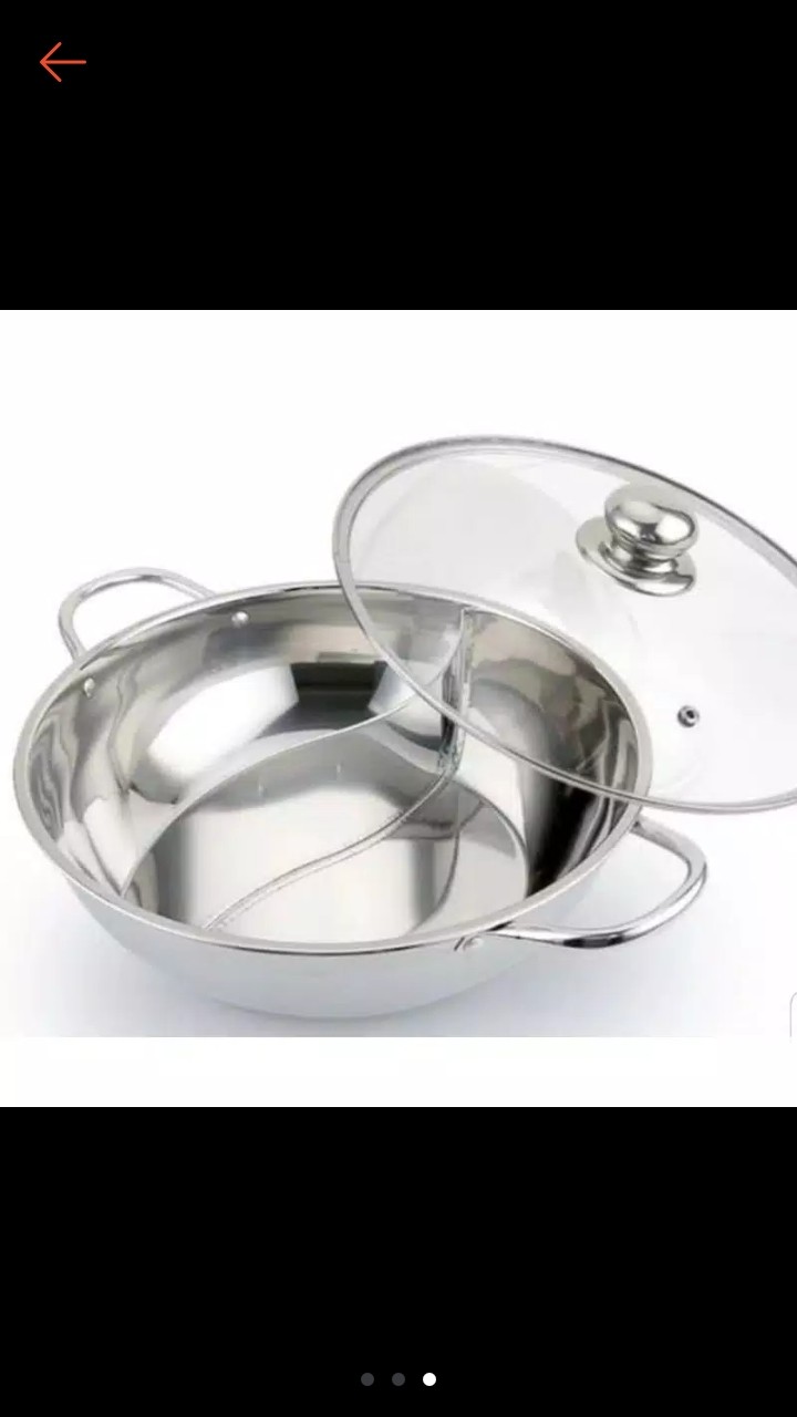 Rantangshop Panci Sabu Sabu 2 Sekat Ada Tutup Kaca Stainless Ultra Grill Portable