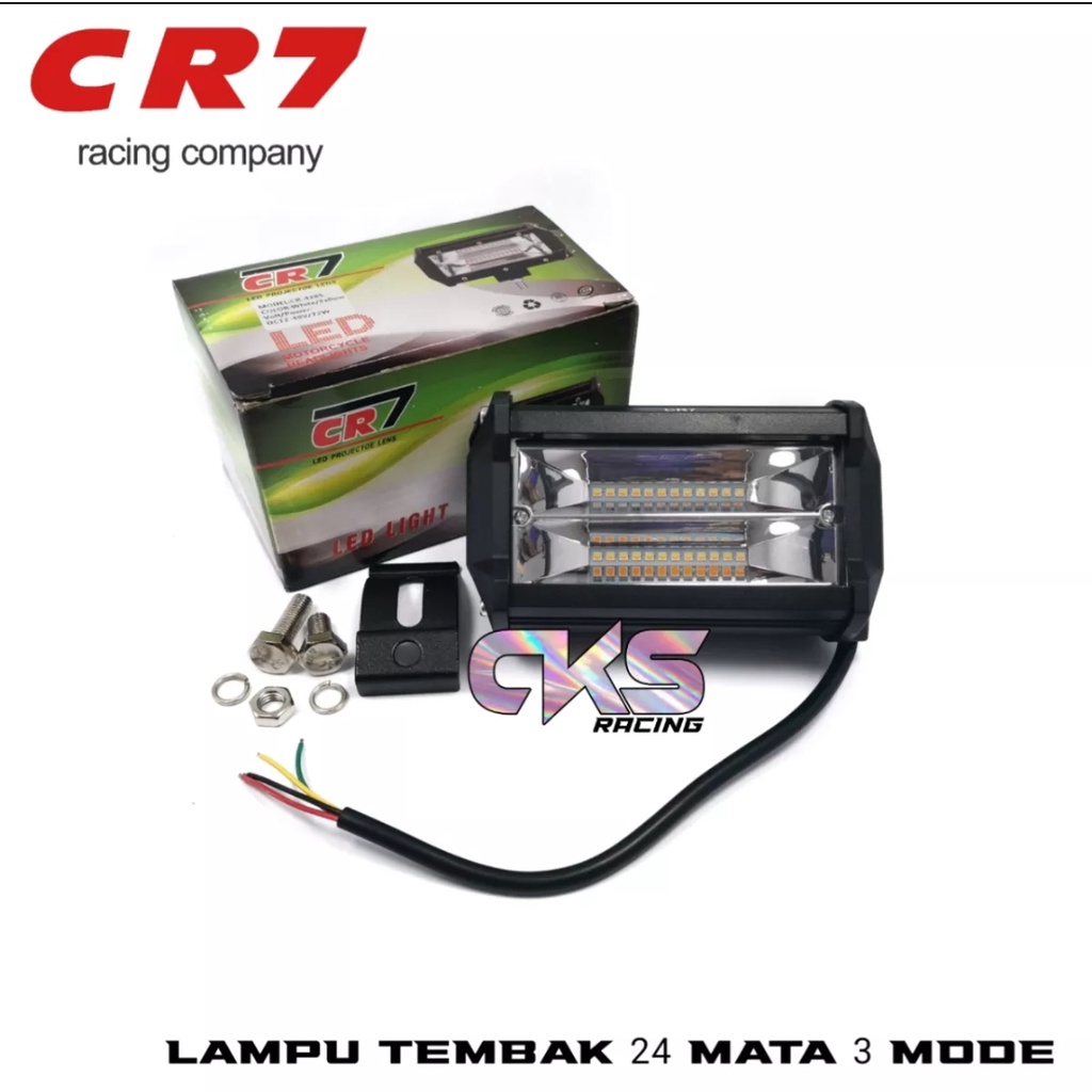 LAMPU TEMBAK LED CWL 24 MATA 2 WARNA PUTIH DAN KUNING 3 MODE STROBO MOBIL/ MOTOR