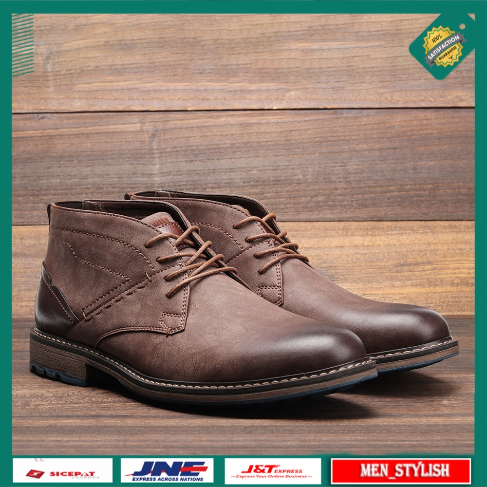 Sepatu Pria Boot Casual Retro Men Boots Fashion Leather Boots Ankle Men Desert Boots