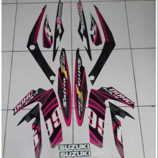 Sticker Stiker striping SUZUKI SATRIA F FU BARONG old lama warna hitam pink