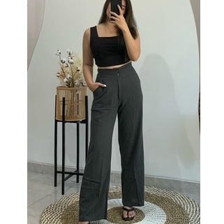 Zea pants / Celana kulot highwaist linen crinkle