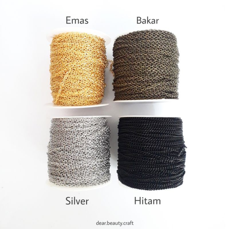 Rantai Nuri 0.7 - Rantai Nuri Silver Hitam Emas Bakar - Rantai Gelang/Kalung