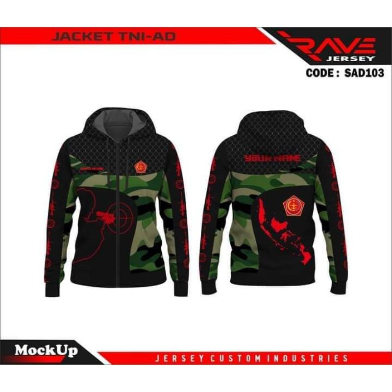 JAKET TNI AD PRINTING CUSTOM (bisa reques nama,motif & logo)