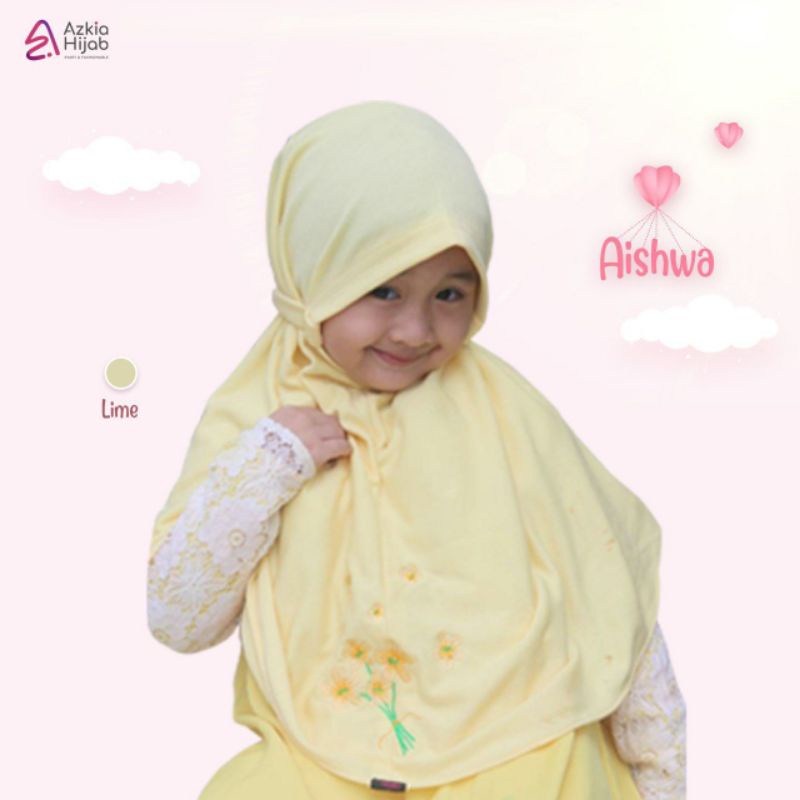 Aishwa || size SS (size 1) jilbab anak / bayi || usia 0 bulan - 6 bulan new azkia hijab-Lime