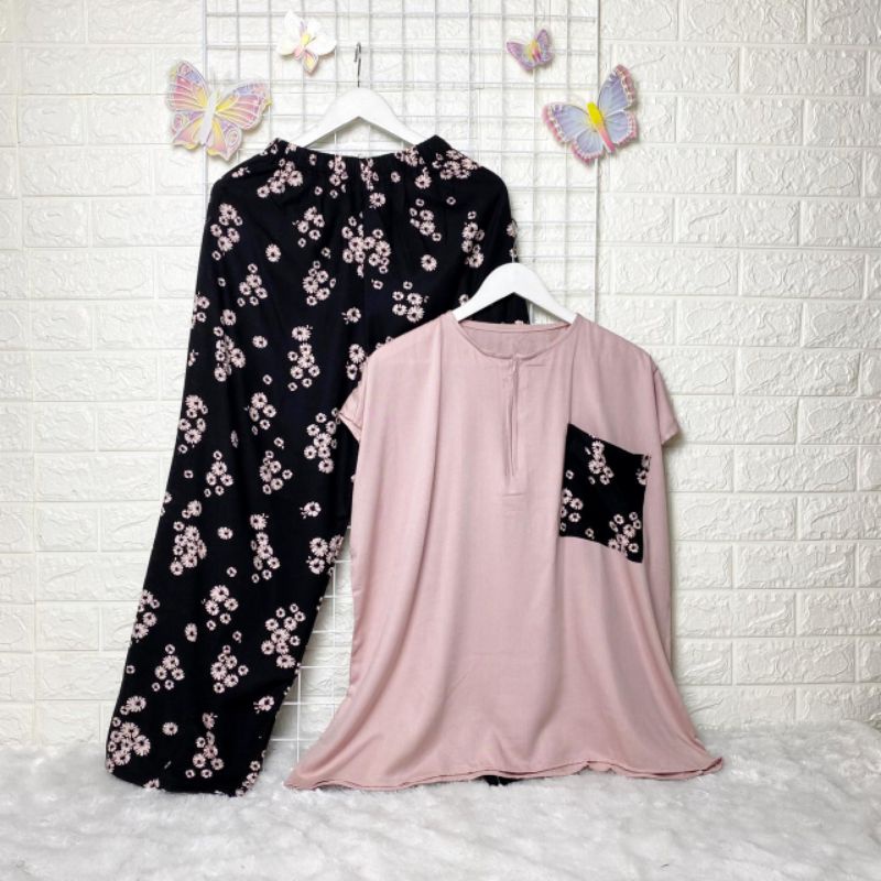 Piyama Pendek Babydoll Rayon Premium Twill Fit to XL LD 115cm