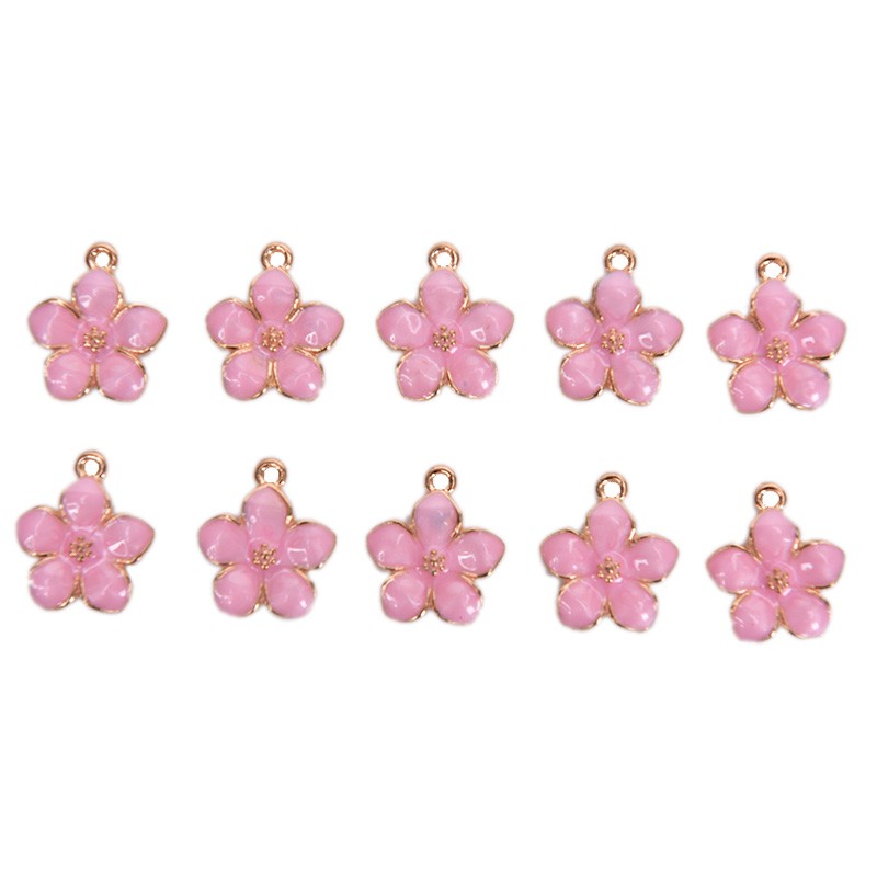 Hbid Glory 10PCS Liontin Bunga Enamel Bahan Alloy Aneka Warna Charms