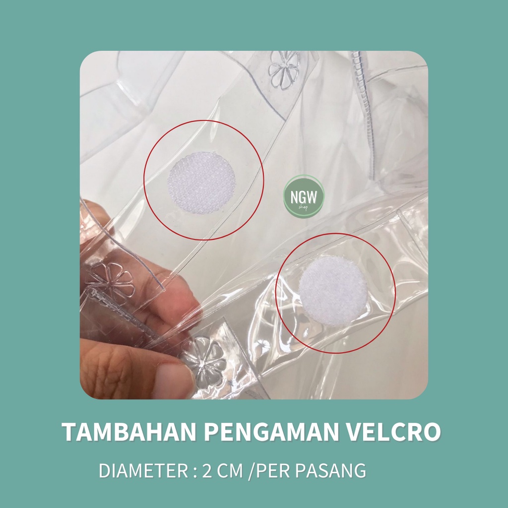 VELCRO putih 2 cm pengaman tambahan tas pvc hampers satuan ecer