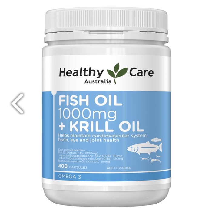 Healty Care Krill Oil + Omega 3 Fish Oil 1000Mg 400 Kapsul