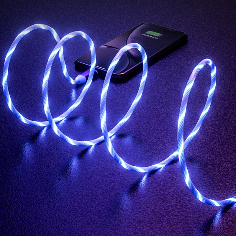 Kabel Data / Charger Micro USB / Tipe-C Magnetik 5A Fast Charging Dengan Lampu Led Untuk IPhone