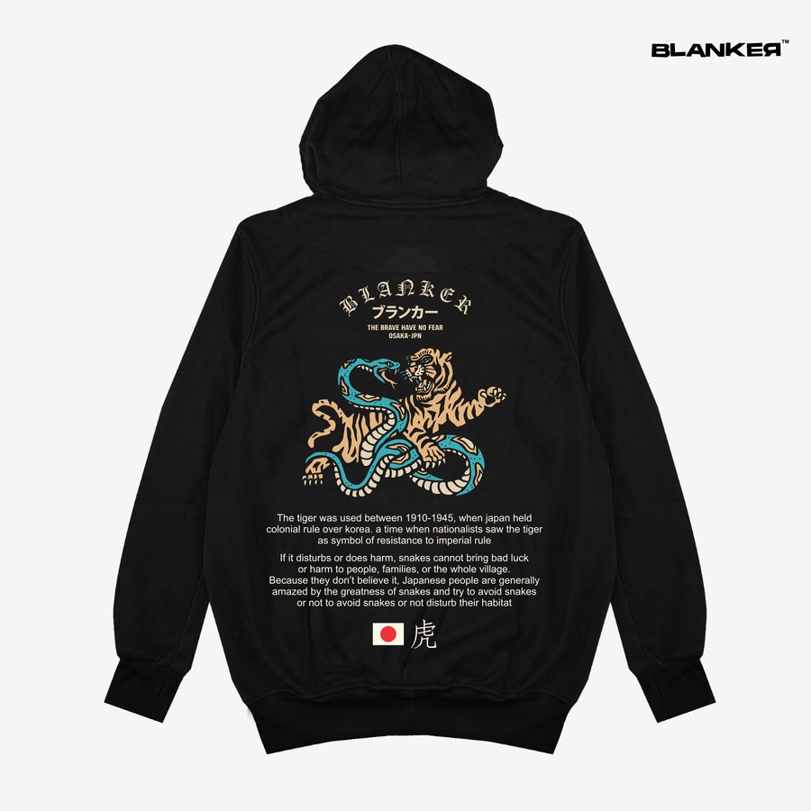 Hoodie BLANKER Japan Snake vs Tiger - Hitam