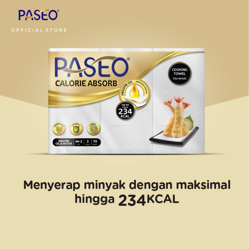 PASEO CALORIE ABSORB COOKING TOWEL TISSUE MASAK 3 ROLL, 2 ROLL &amp; 1 ROLL