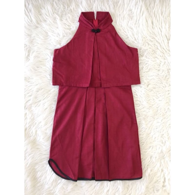 Red flare chinese dress