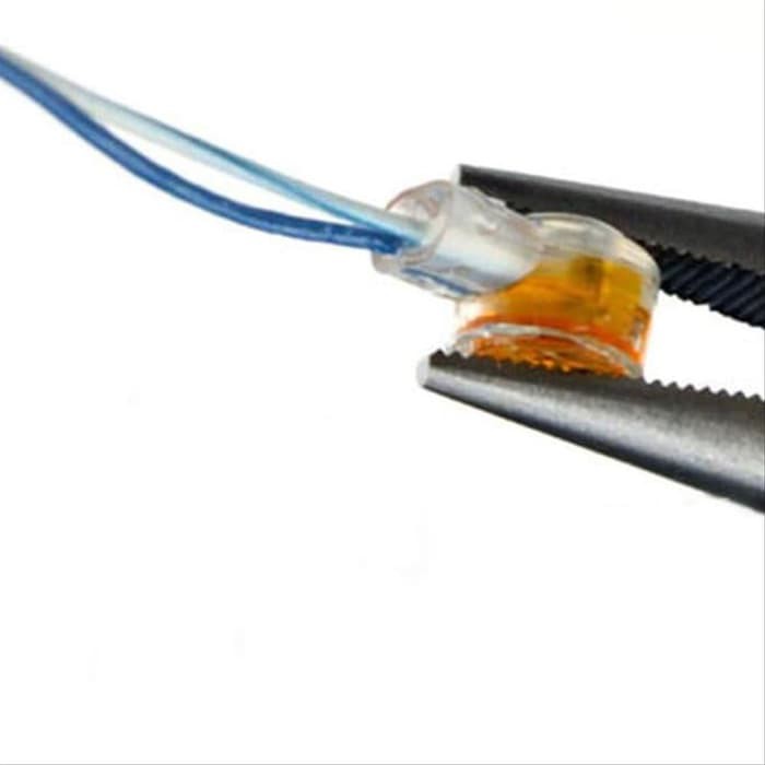 Klem Konektor untuk 2 Kabel Warna Orange Transparan Lock Joint Wire