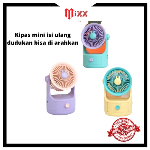 Mixx Kipas Angin Meja/Duduk Kecil Karakter Lucu Multifungsi Tidak Berisik