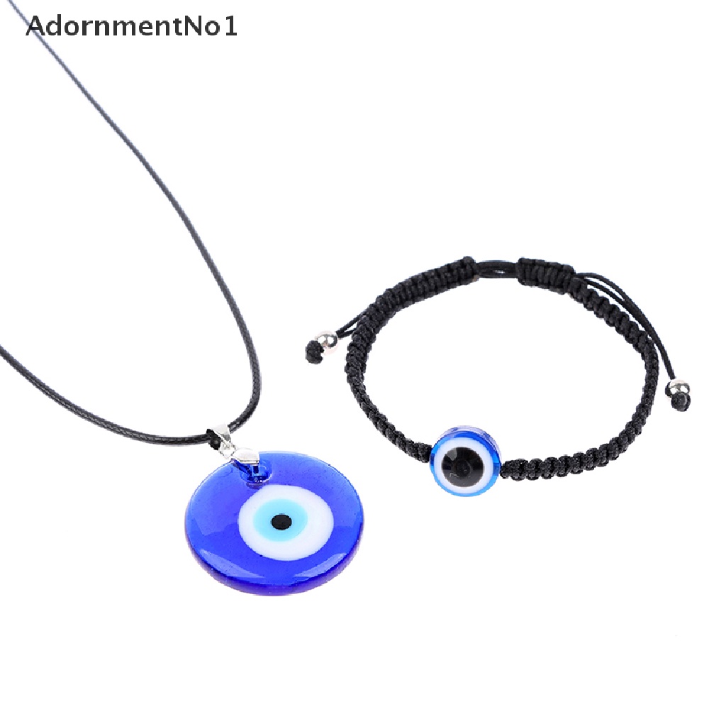 (AdornmentNo1) Kalung Rantai 3cm Dengan Liontin Mata Iblis Warna Biru Untuk Wanita