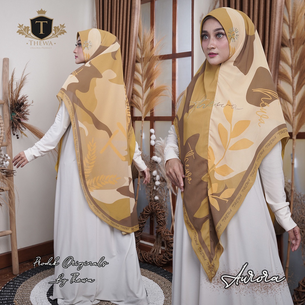 THEWA - Hijab Khimar Aurora Payet Digital Printing Kerudung Seruty Babydoll