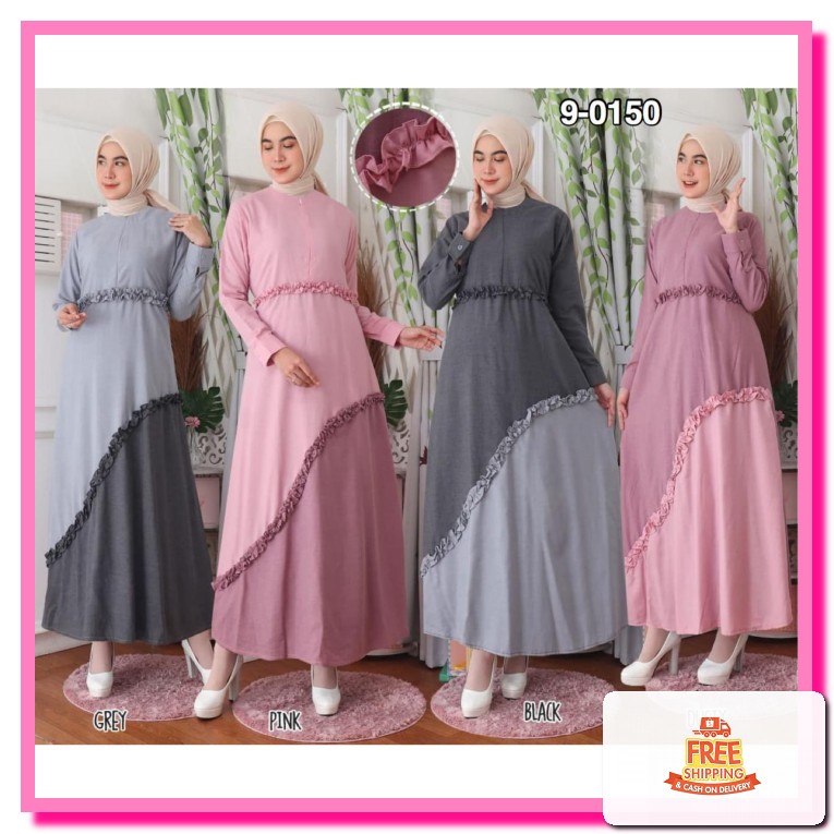 Gamis Remaja Polos Model Terbaru Kekinian 2021/ Baju Gamis Wanita VV826  Supernova Busui Friendly 9